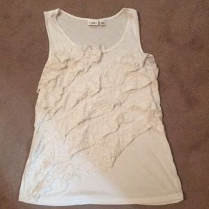Cato White Ruffle Tank